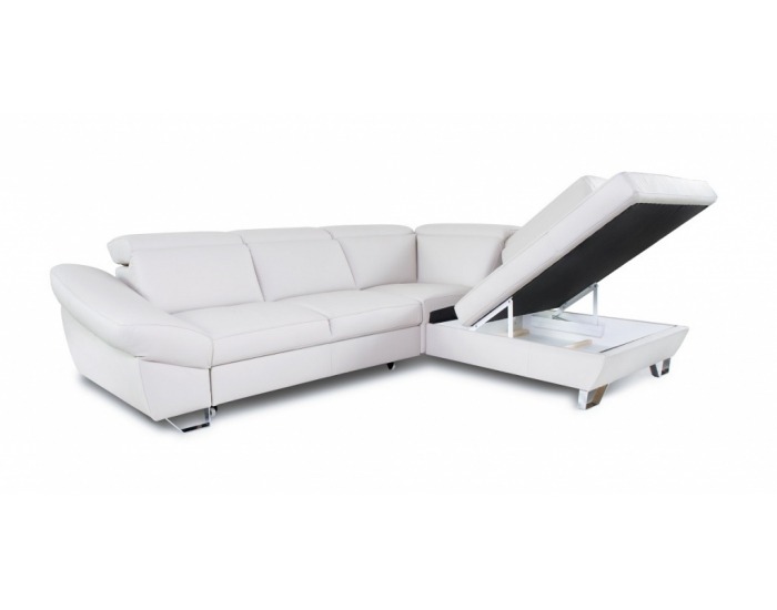 Rohová sedačka s rozkladom a úložným priestorom Denver P - sivá / chróm