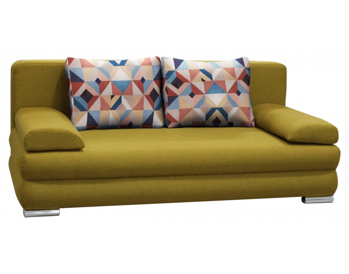 Pohovka s rozkladom a úložným priestorom Dolce - žltá / vzor / chróm