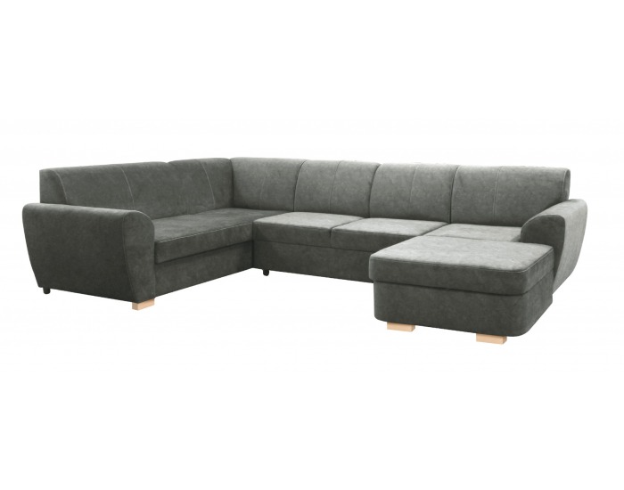 Rohová sedačka U s rozkladom a úložným priestorom Dotti-U L - sivá / buk