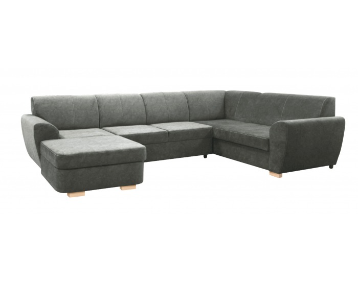 Rohová sedačka U s rozkladom a úložným priestorom Dotti-U P - sivá / buk