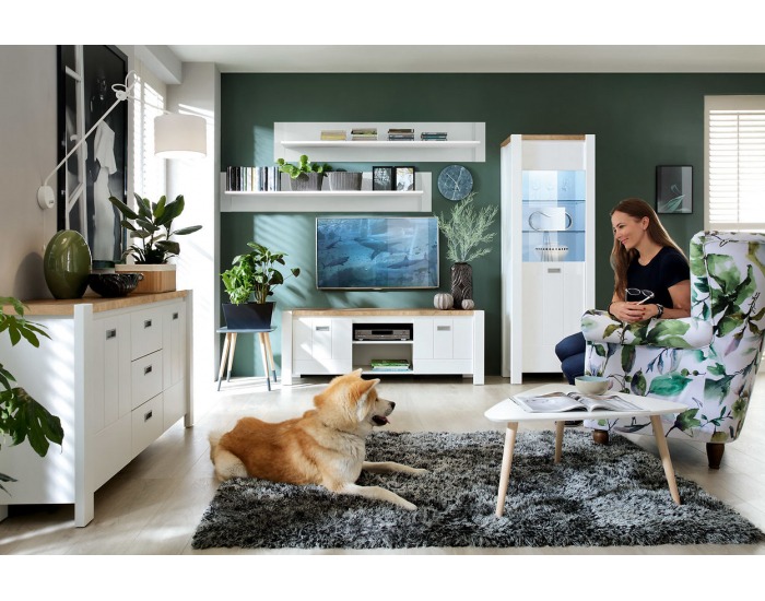 Šatníková skriňa Dreviso SZF3D3S - biela / dub westminster