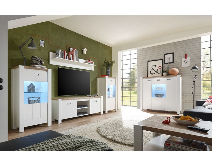 Šatníková skriňa Dreviso SZF3D3S - biela / dub westminster