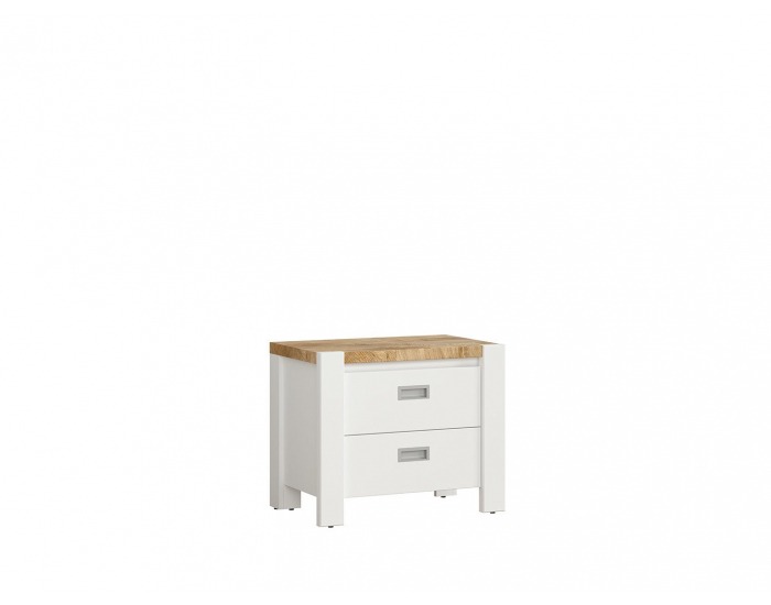 Nočný stolík Dreviso KOM2S - biela / dub westminster