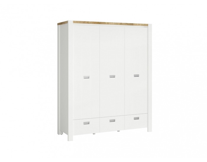 Šatníková skriňa Dreviso SZF3D3S - biela / dub westminster