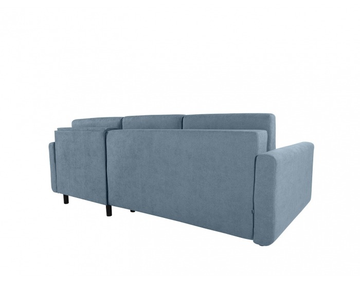 Rohová sedačka s rozkladom Feliz Lux L/P - tyrkysová / drevo (TX002)