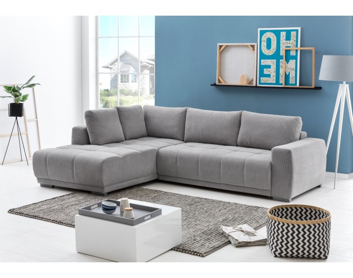 Rohová sedačka s rozkladom a úložným priestorom Florida L - sivá