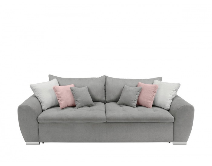 Pohovka s rozkladom a úložným priestorom Gaspar IV Mega Lux - sivá / ružová / svetlosivá