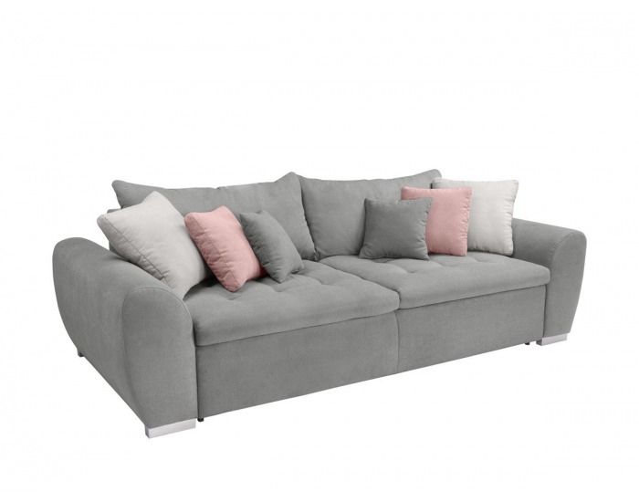 Pohovka s rozkladom a úložným priestorom Gaspar IV Mega Lux - sivá / ružová / svetlosivá