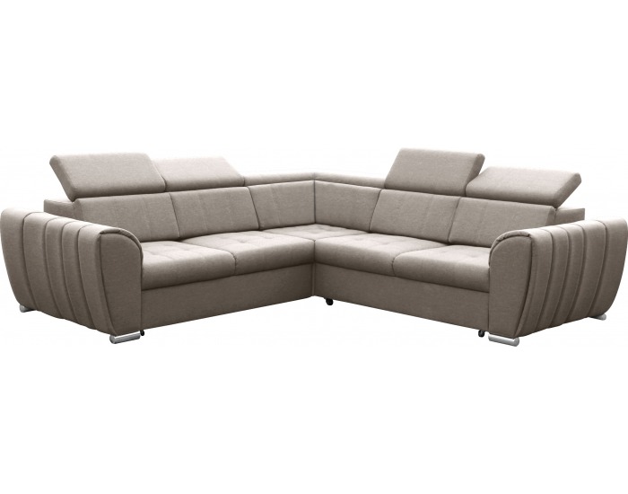 Rohová sedačka s rozkladom a úložným priestorom Grenade L - béžová / chróm