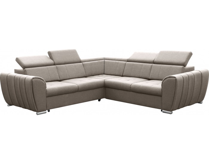 Rohová sedačka s rozkladom a úložným priestorom Grenade P - béžová / chróm