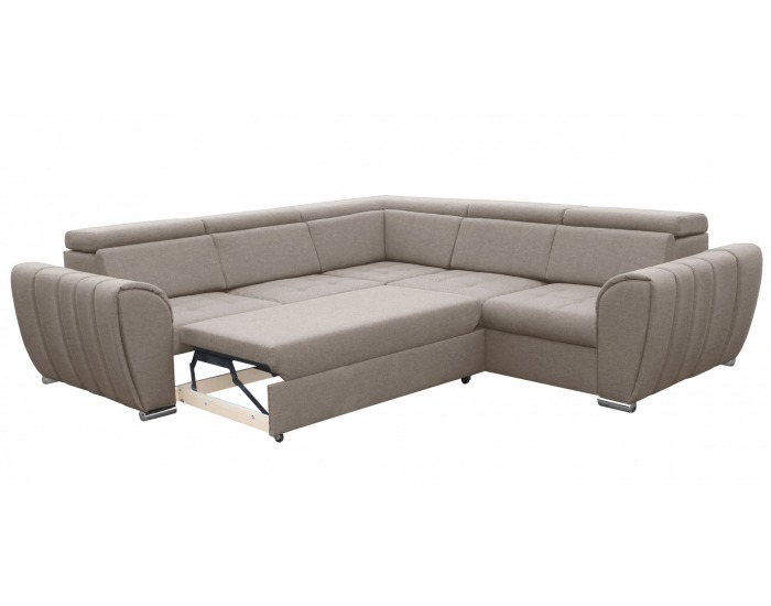 Rohová sedačka s rozkladom a úložným priestorom Grenade P - béžová / chróm