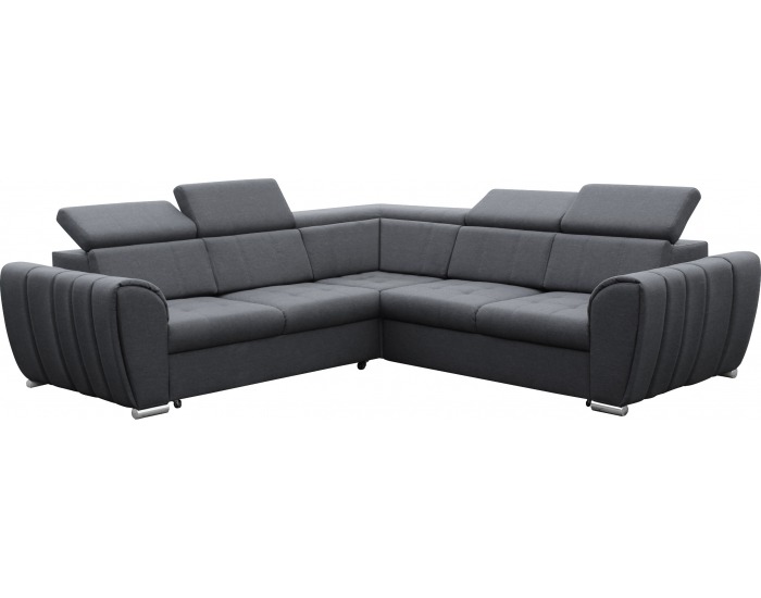 Rohová sedačka s rozkladom a úložným priestorom Grenade P - sivá / chróm