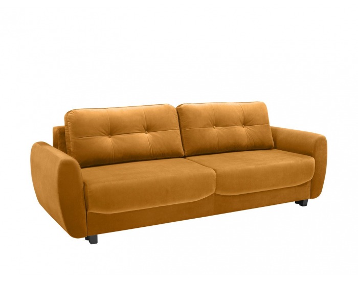 Pohovka s rozkladom a úložným priestorom Hampton Lux - žltá / wenge