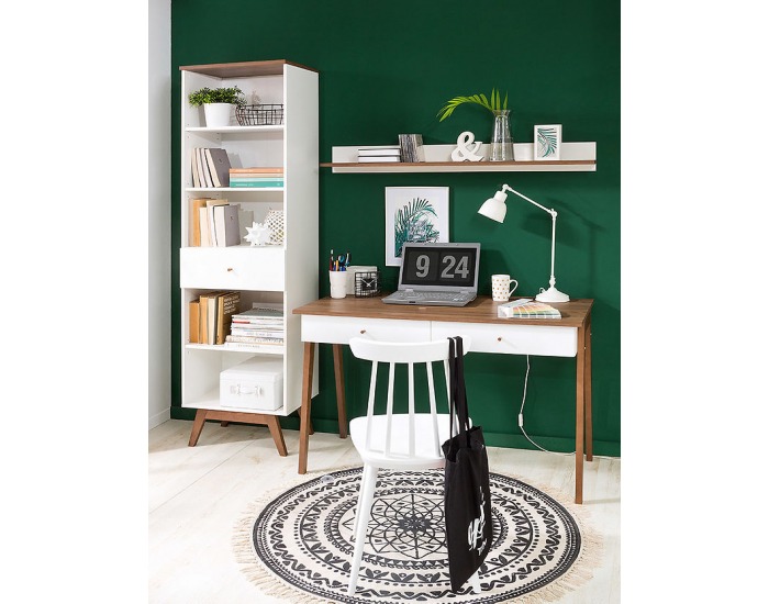 Komoda Heda KOM3S - biela / smrekovec sibiu zlatý / biely lesk