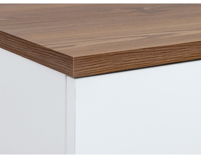 Komoda Heda KOM2D3S - biela / smrekovec sibiu zlatý / biely lesk