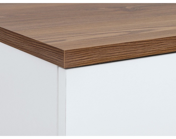 Konferenčný stolík Heda LAW1S - biela / smrekovec sibiu zlatý / biely lesk