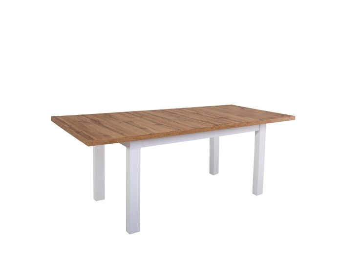 Rozkladací jedálenský stôl Holten - biela / dub wotan