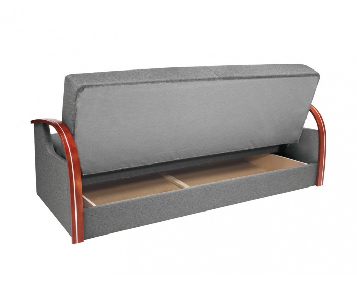 Pohovka s rozkladom a úložným priestorom Jeff - sivá / drevo (TX007)