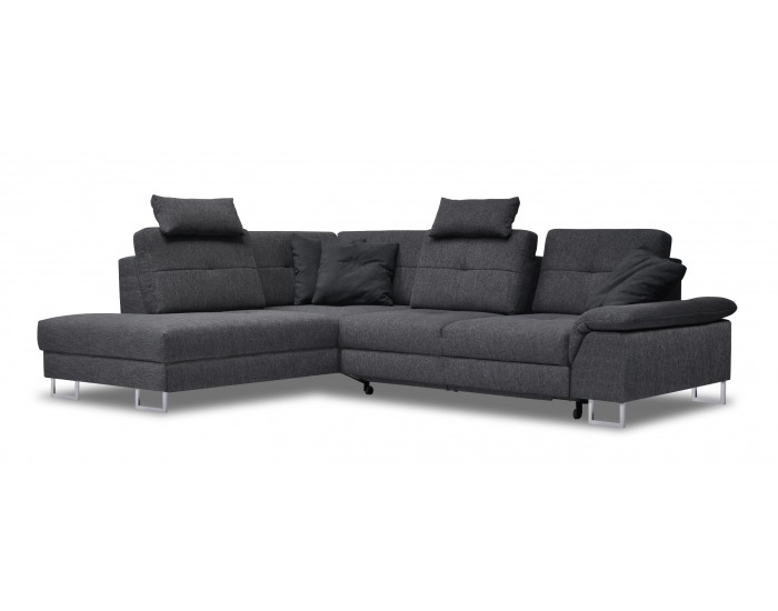 Rohová sedačka s rozkladom a úložným priestorom Joli L - tmavosivá / chróm