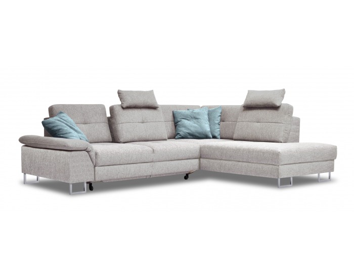 Rohová sedačka s rozkladom a úložným priestorom Joli P - svetlosivá / chróm