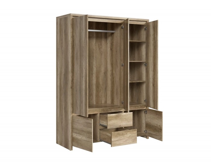 Šatníková skriňa so zrkadlom Kaspian SZF5D2S - dub monument