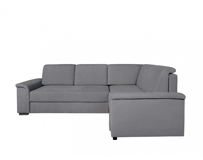 Rohová sedačka s rozkladom a úložným priestorom Kerman P - sivá / drevo (TX023)