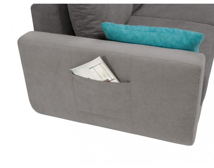 Rohová sedačka s rozkladom Largo Lux L/P - tmavosivá / sivá / tyrkysová