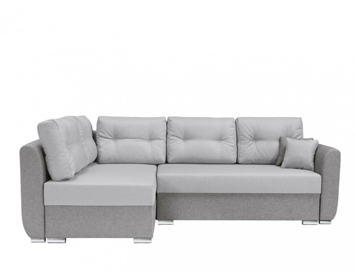 Rohová sedačka s rozkladom a úložným priestorom Leon Lux L/P - svetlosivá / tmavosivá