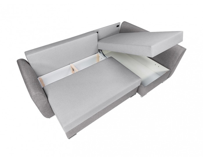 Rohová sedačka s rozkladom a úložným priestorom Leon Lux L/P - svetlosivá / tmavosivá