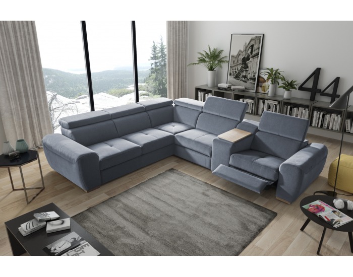 Rohová sedačka s rozkladom a úložným priestorom Living L - sivá