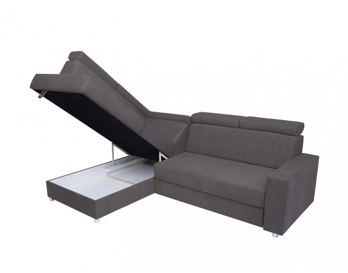 Rohová sedačka s rozkladom a úložným priestorom Lone L - grafitová