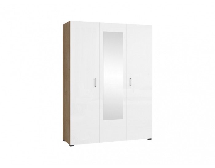 Šatníková skriňa so zrkadlom Lurs SZF3D - dub riviera / biely lesk