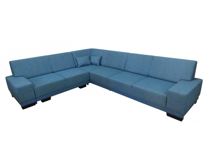 Rohová sedačka s rozkladom Marcel 3R L - tyrkysová / wenge