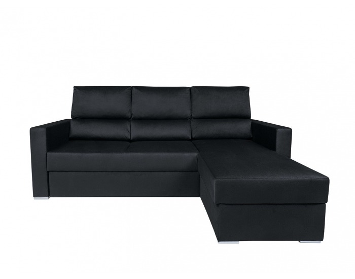 Rohová sedačka s rozkladom a úložným priestorom Morant L/P - čierna