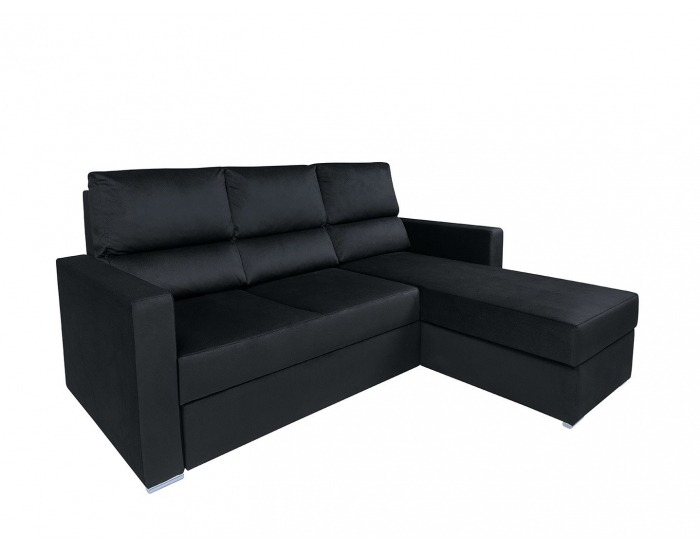 Rohová sedačka s rozkladom a úložným priestorom Morant L/P - čierna