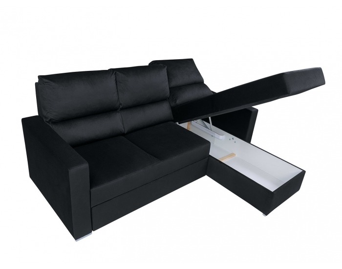 Rohová sedačka s rozkladom a úložným priestorom Morant L/P - čierna