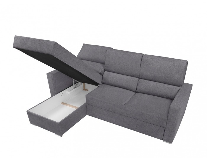 Rohová sedačka s rozkladom a úložným priestorom Morant L/P - sivá