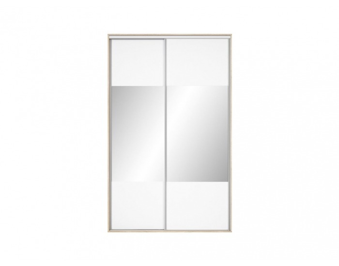 Šatníková skriňa s posuvnými dverami a zrkadlom Nadir 150 - dub san remo svetlý / biela