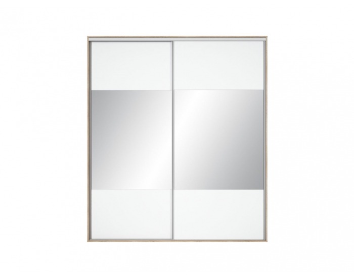 Šatníková skriňa s posuvnými dverami a zrkadlom Nadir 210 - dub san remo svetlý / biela