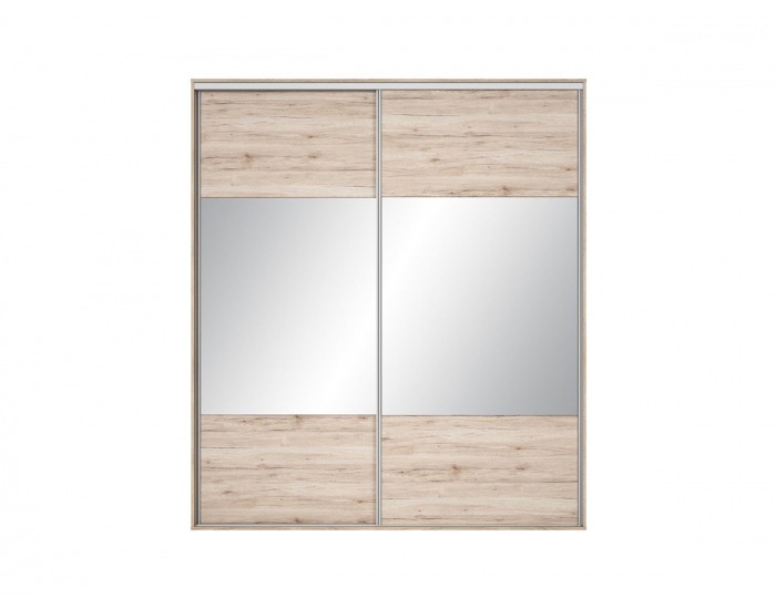 Šatníková skriňa s posuvnými dverami a zrkadlom Nadir 210 - dub san remo svetlý