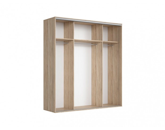 Šatníková skriňa s posuvnými dverami a zrkadlom Nadir 220 - dub san remo svetlý / biela