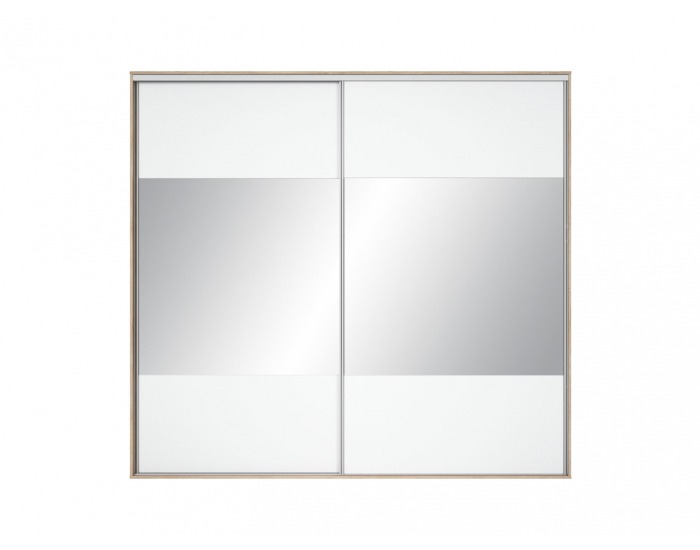 Šatníková skriňa s posuvnými dverami a zrkadlom Nadir 260 - dub san remo svetlý / biela