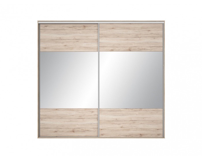 Šatníková skriňa s posuvnými dverami a zrkadlom Nadir 260 - dub san remo svetlý