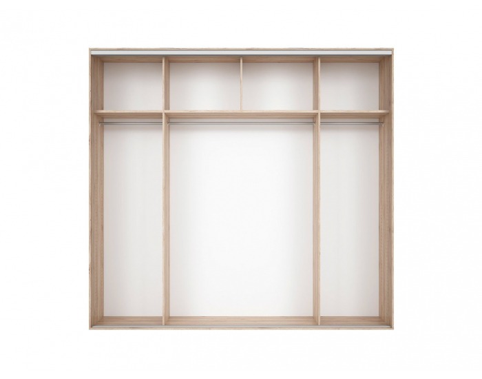 Šatníková skriňa s posuvnými dverami a zrkadlom Nadir 260 - dub san remo svetlý