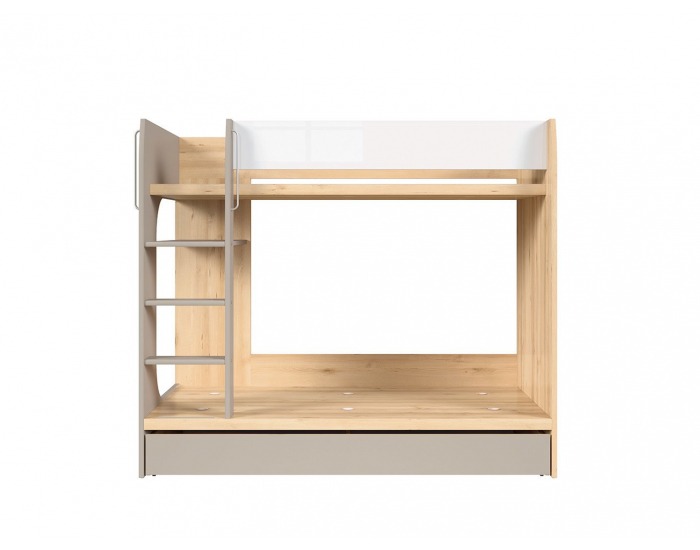 Poschodová posteľ s úložným priestorom Namek LOZ1S/90P - buk iconic / biely lesk / sivá