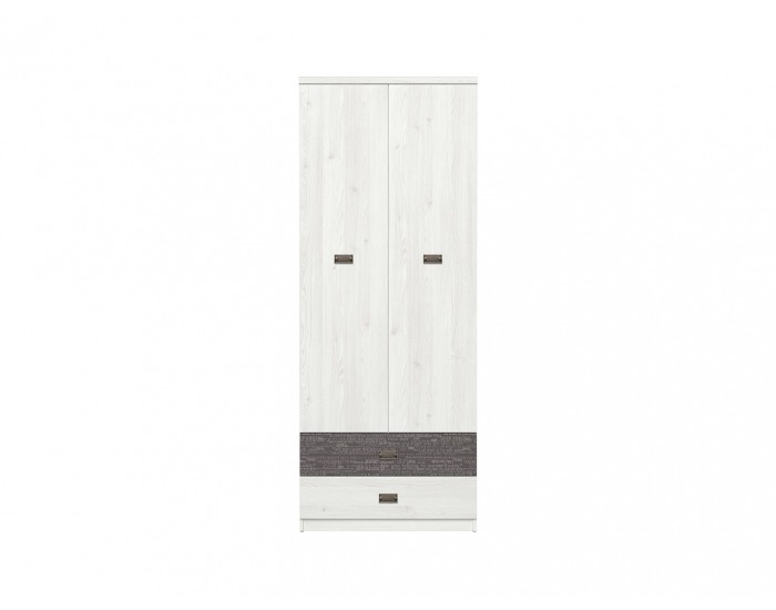Šatníková skriňa Namur SZF2D2S - smrekovec sibiu svetlý / sivá sentences
