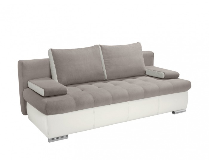 Pohovka s rozkladom a úložným priestorom Olimp III Lux - svetlosivá / biela