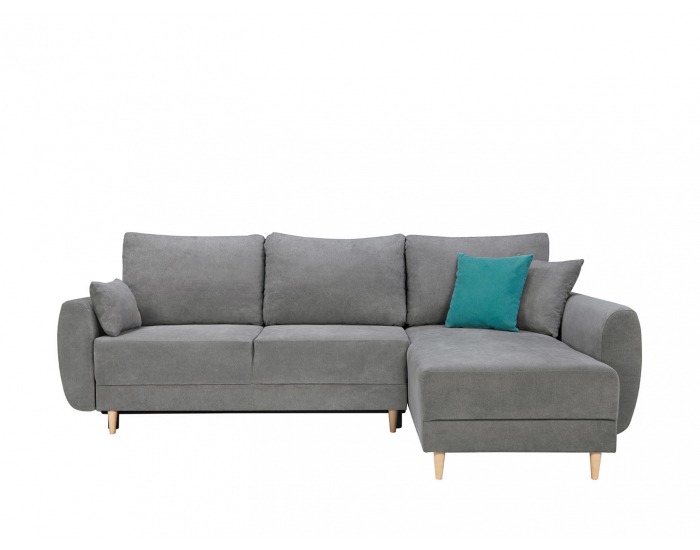 Rohová sedačka s rozkladom a úložným priestorom Oslo Lux L/P - sivá / tyrkysová
