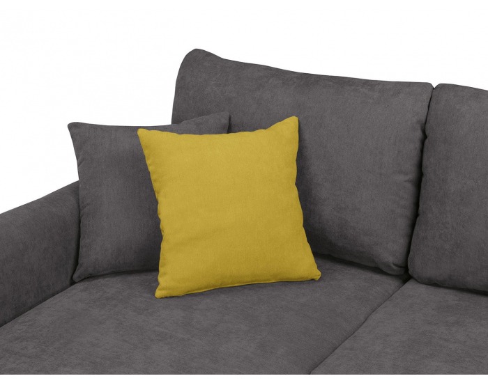 Rohová sedačka s rozkladom a úložným priestorom Oslo Lux L/P - tmavosivá / žltá