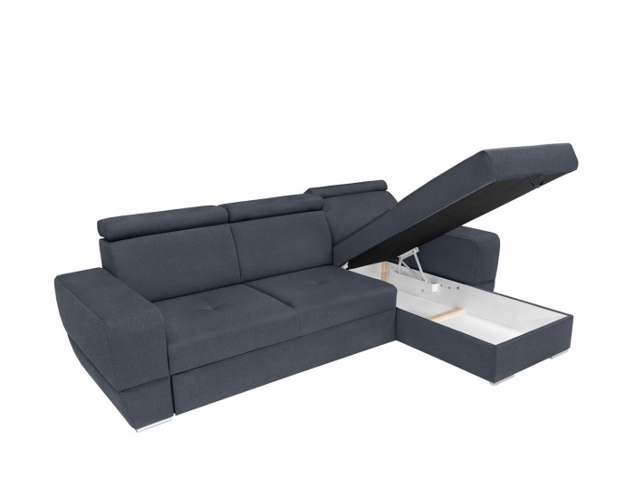 Rohová sedačka s rozkladom a úložným priestorom Paola II L/P - tmavomodrá